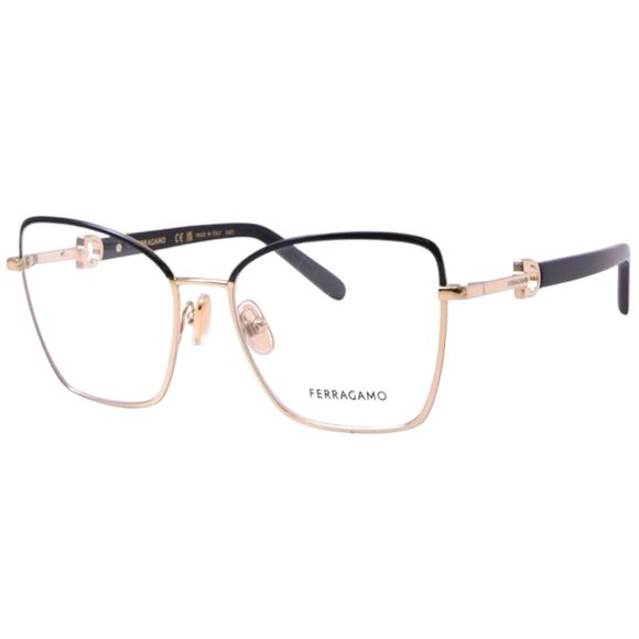 Salvatore Ferragamo SF2223N Eyeglasses Gold/Black Butterfly 54-17-140 (Women)